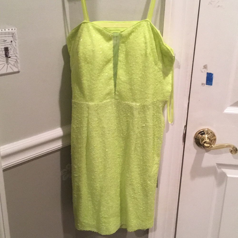 Neon green/yellow sequin dress